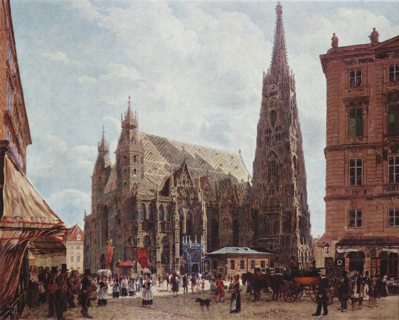 Rudolf von Alt View of Stephansdom Germany oil painting art
